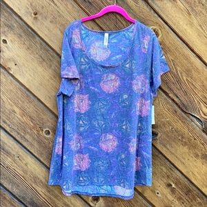 Lularoe 93 Classic T Blue with Floral Print